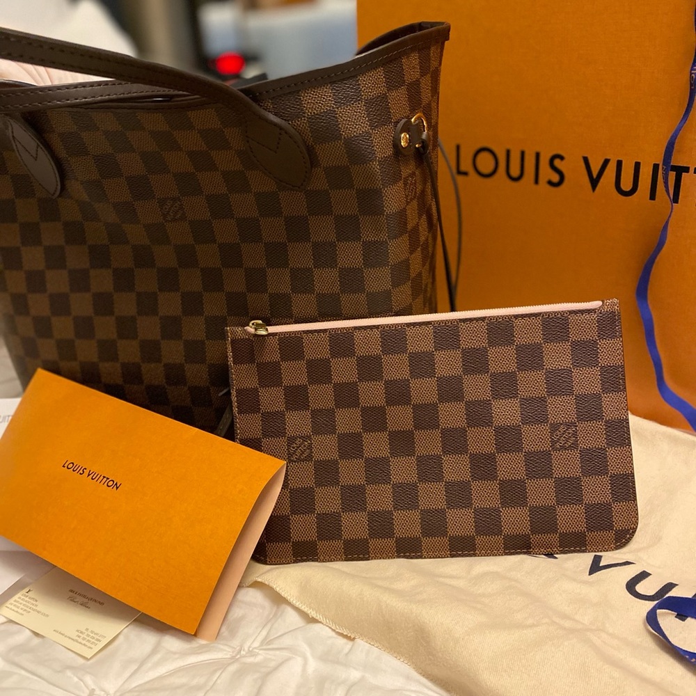 Louis Vuitton Neverful MM Damier Ebene Rose Ballerine